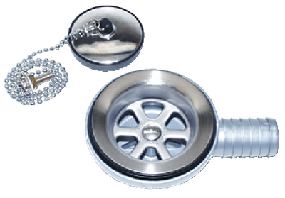 Scandvik 10306P Sink Drain with Stopper 2-1/16" Drain Hole 1" Hose Barb