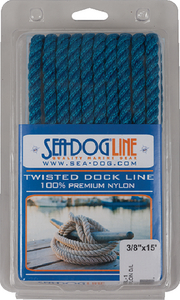 Sea-Dog Line 301110015BL-1 Twisted Nylon Dock Line 3/8" X 15', Blue