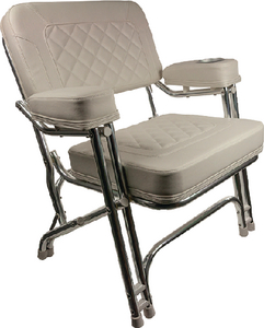Springfield Marine 1080125CR Premium Deck Chair with Cupholder, White