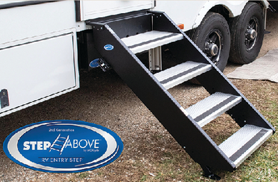 MOR/ryde STP208 StepAbove RV Entry Step 3-Step Manual Fold-Up 30-32 Inch Door Gen 2