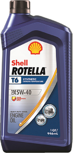 Shell Oil 550049479 Rotella T6 5W-40 Full Synthetic Diesel Engine Oil 1 Quart