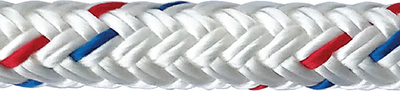 Samson 605024015083 Harbormaster Anchor Line 3/8" x 150' White with Red Blue Tracer