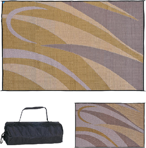 Ming's Mark GA7-BRN/GOLD 8x12 Reversible Patio Mat Brown Gold Graphic