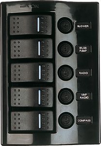 Sea-Dog Line 4251101 5-Gang Wave Rocker Switch Fuse Panel with LED Illumination