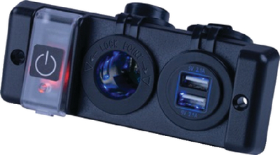 Sea-Dog Line 426506-1 Double USB & Power Socket Panel with Breaker Switch