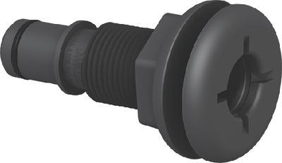 Flow-Rite MA-011-QLB 3/4" Qwik-Lok Thru-Hull Fitting Straight Flanged Black