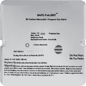 MTI Industries 45742WT Dual LP/CO Alarm 12V Flush Mount RV Gas Detector