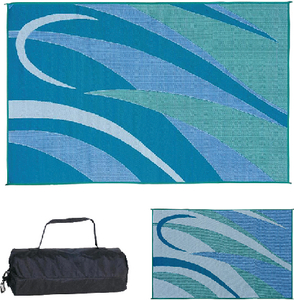 Ming's Mark GB3-BLU/GRN 8x16 Reversible Patio Mat Blue Green Graphic