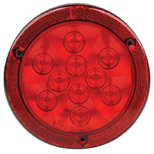 Fultyme RV 1153 LED 4" Round Stop/Tail/Turn Light with Reflex Flange, Red