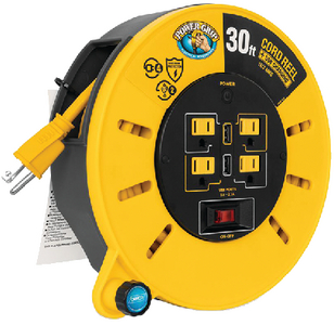 Camco 55290 Power Grip 30 ft Extension Cord Reel with USB Charging Ports