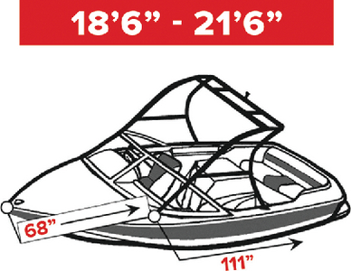 Carver Covers 74520S11 Sun-DURA Tournament Ski Boat Cover 20.5' with Tower Grey