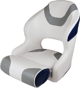 Wise Seating 33151773 Baja Series Bucket Seat with Flip-Up Bolster White Grey Midnight