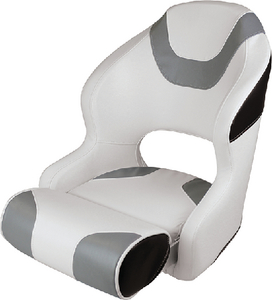 Wise Seating 33151782 Baja Series Bucket Seat with Flip-Up Bolster White Grey Black