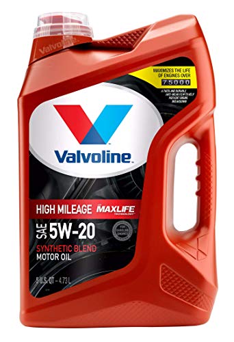 Valvoline 881162 High Mileage SAE 5W-20 Synthetic Blend Motor Oil 5 Quart