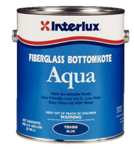 Interlux Paint YBA569/1 Fiberglass Bottomkote Aqua Antifouling Paint Blue 1 Gallon