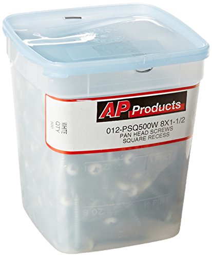 AP 012PSQ500W8X112 Pan Head Square Drive Screws 8x1-1/2 Inch Polar White 500 Pack