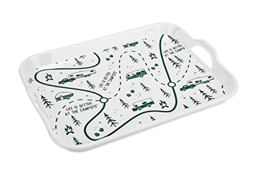 Camco 53488 Melamine RV Serving Tray with Handles, Map Design