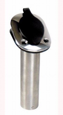Whitecap Industries S-0096BCBLUE 304 Stainless Steel Flush Mount Rod Holder with Blue Liner and Black Cap
