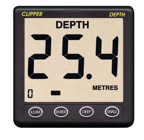 Clipper CL-D Depth Sounder Instrument with Thru-Hull Transducer and Cover