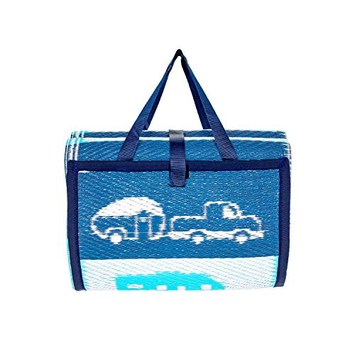 Camco 53266 Handy Mat with Handles 60" x 78" Blue/White RV Pattern