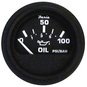 Faria Instruments 12845 Euro Black 2" Oil Pressure Gauge 100 PSI