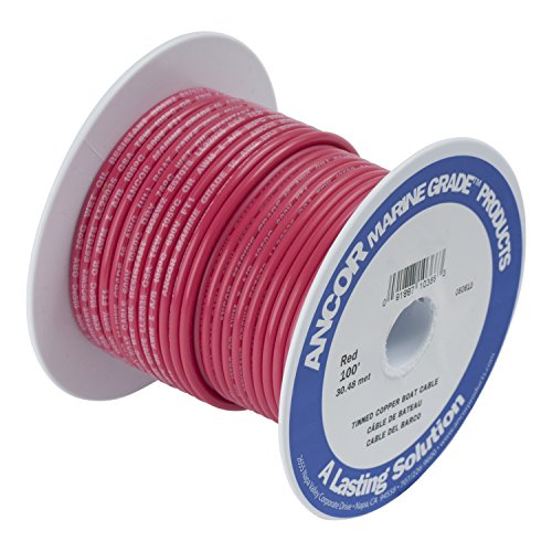 Power Products 188803 Marine Grade Electrical Primary Tinned Copper Boat Wiring (10-Gauge, Red, 8-Feet)
