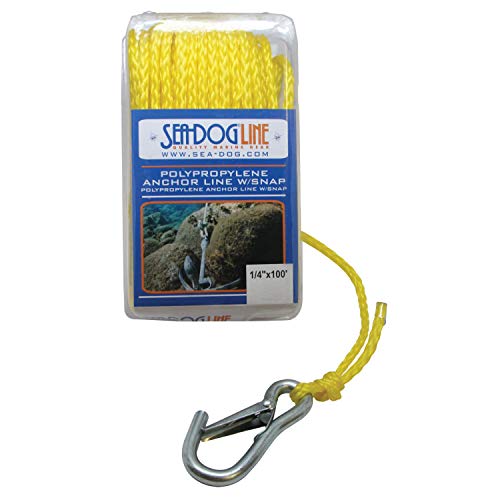 Sea-Dog Line 304206100YW-1 Hollow Braid Polypropylene Anchor Line with Steel Snap