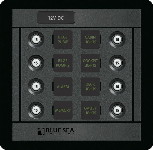 Blue Sea Systems 1450 DC Circuit Breaker Panel 8 Position Square Format