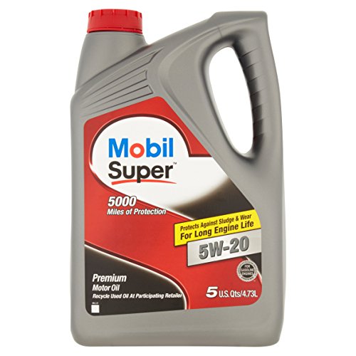 Mobil 124408 Super 5W-20 Premium Conventional Motor Oil 5 Quart Jug