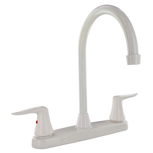Valterra PF221204 8-Inch RV Kitchen Faucet White 2-Handle Hi-Arc Spout