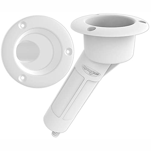 Mate Series P1030DW Plastic 30&deg; Rod &amp; Cup Holder Drain Round Top White