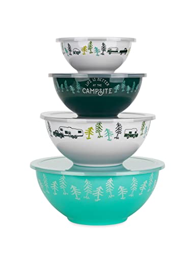 Camco 53451 Life Is Better At The Campsite Nesting Bowl Set with Lids