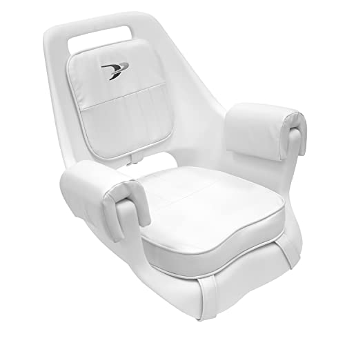 Wise Seating 8WD007-3-710 Deluxe Pilot Helm Chair with Cushions and Mounting Plate, White