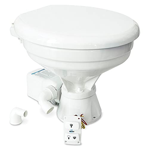 Albin 07-03-012 Silent Electric Marine Toilet 12V Dual Cycle Ceramic Bowl