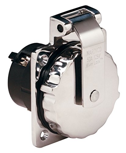 Marinco 6373EL 50A 125/250V Power Inlet Stainless Steel Open Back