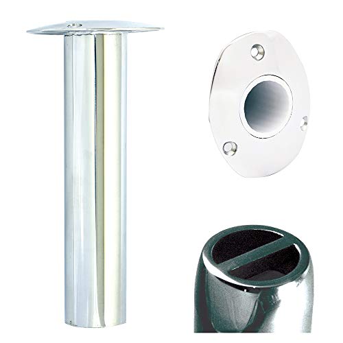 Tigress 88527 0° Oval Head Stainless Steel Gunnel Mount Rod Holder