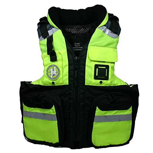 First Watch AV-800-HV-2XL-3XL Pro 4-Pocket Flotation Vest USCG Type III Hi-Vis Yellow 2XL/3XL