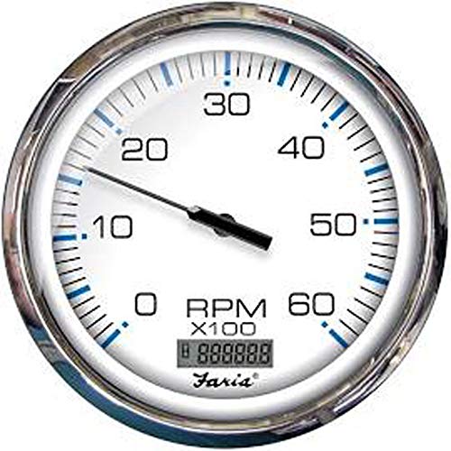 Faria Instruments 33863 Chesapeake 5" Tachometer with Hourmeter 6000 RPM Gas Inboard