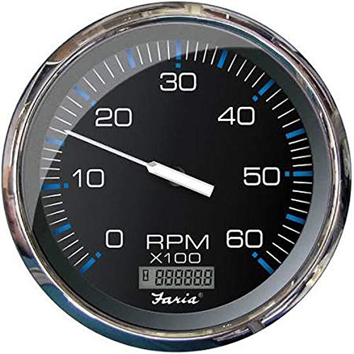 Faria Instruments 33763 Chesapeake 5" Tachometer with Hourmeter 6000 RPM Gas Inboard Black