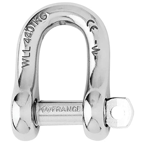 Wichard 01401 Stainless Steel Self-Locking Captive Pin D Shackle 3/16 Inch