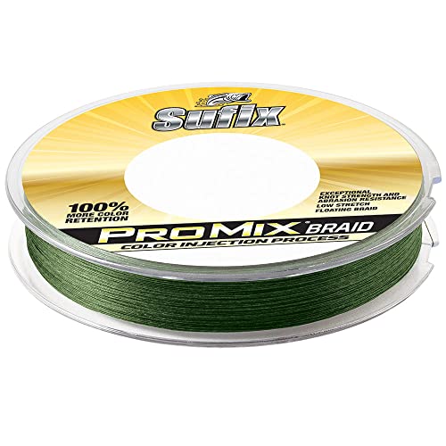 Sufix 630-120G ProMix Braided Fishing Line 20lb Test 300 Yards Low-Vis Green