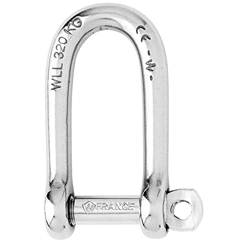 Wichard 01212 Self-Locking Long D Shackle 5mm 3/16 Inch Stainless Steel