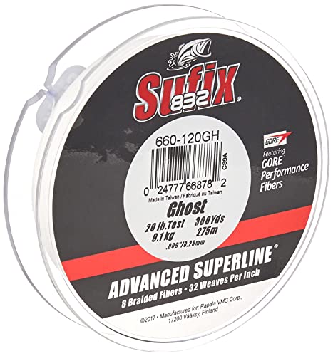 Sufix 660-120GH 832 Advanced Superline Braid 20lb Test Ghost 300 Yards