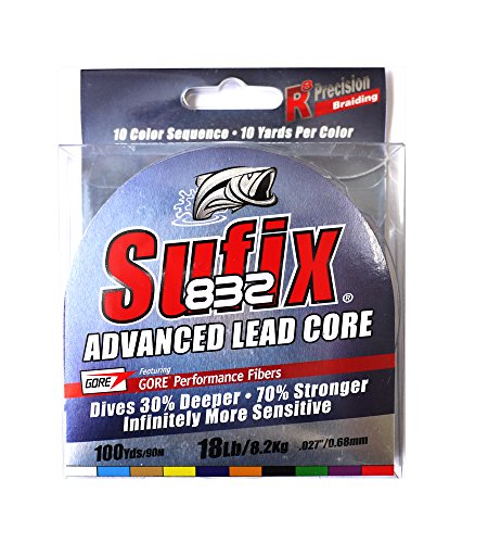 Sufix 658-118MC 832 Advanced Lead Core 18lb 10-Color Metered 100 Yards