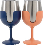 Camco 51917 Insulated Wine Tumblers 8 oz Navy & Peach 2-Pack