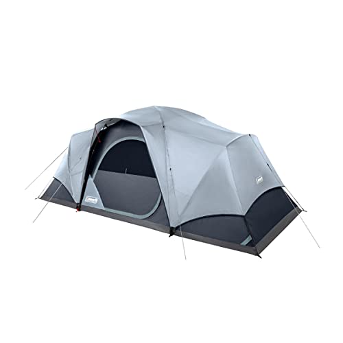 Coleman 2155785 Skydome Camping Tent with LED Lights, Weatherproof 4/8 Person Family Tent Includes Pre-Attached Poles, Rainfly, Carry Bag, Ventilation and LED Lighting System, Sets Up in 5 Minutes