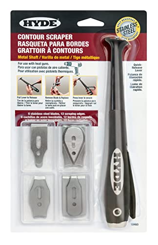 Hyde Tools 10460 Contour Scraper with 6 Stainless Steel Blades