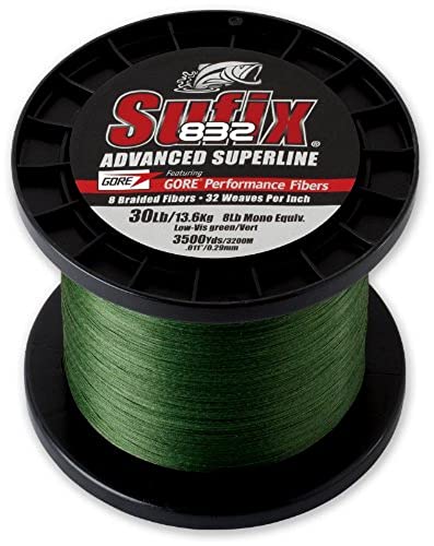 Sufix 660-430G 832 Advanced Superline Braided Fishing Line 3500 Yards 30lb Green