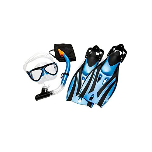 Aqua Leisure DPX5976S1L Dolfino Pro  ION 5 Piece Snorkeling Set - Junior, Blue