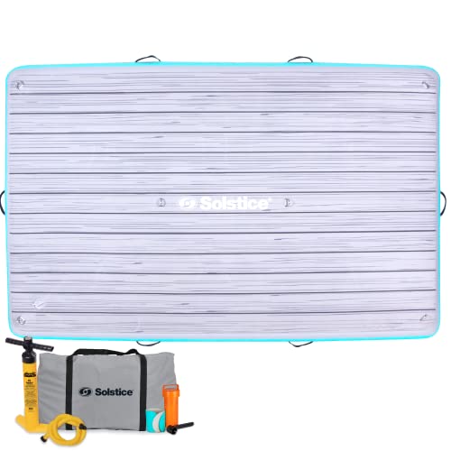 Solstice 38805 ORIGINAL Floating Inflatable LUXE Dock Platform 8 X 5 FT Float For Lake Boat Pool Ocean | W/ Non-Slip Pad | Water Mat Swim Raft For Multiple Adults Kids Dogs | 8 Inch Extra Thick & Stable